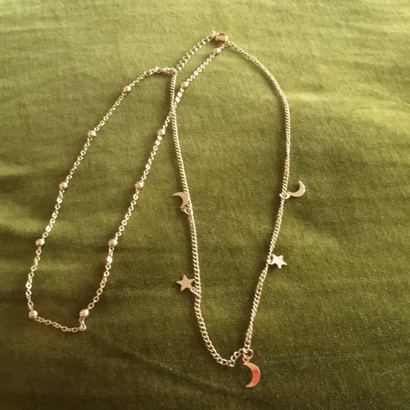 Double layer Gold Moon & Stars choker necklace - Picture 3 of 5